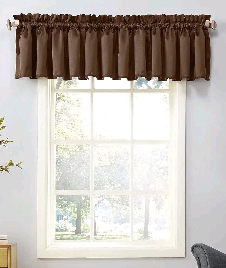 Sun Zero 54×18 Energy Efficient Rod Pocket Valance Brown 🌞 Blackout Free Ship