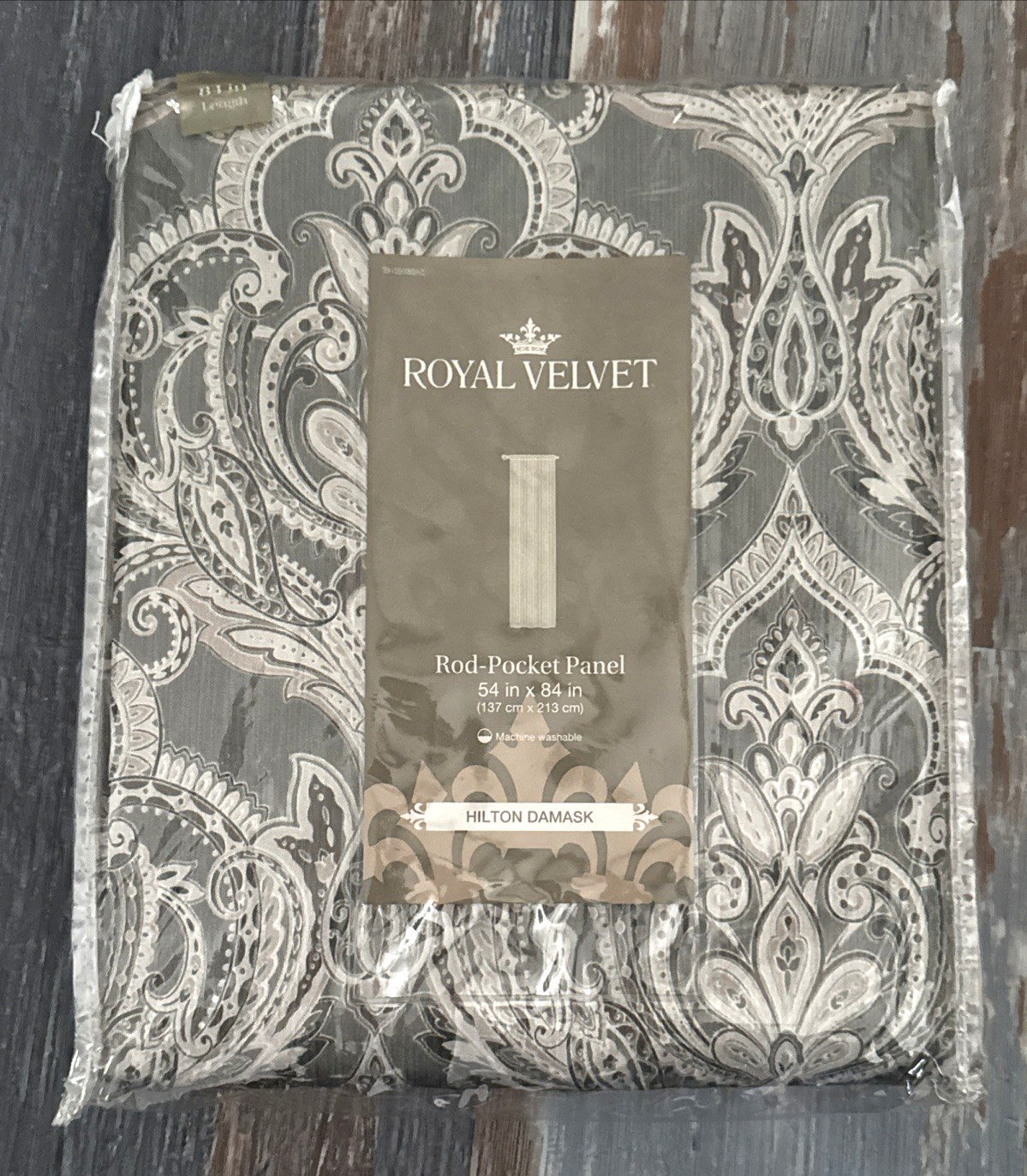 Royal Velvet Hilton Damask Rod Pocket Panels Pair 54″x84″ Evening Sage Green NEW