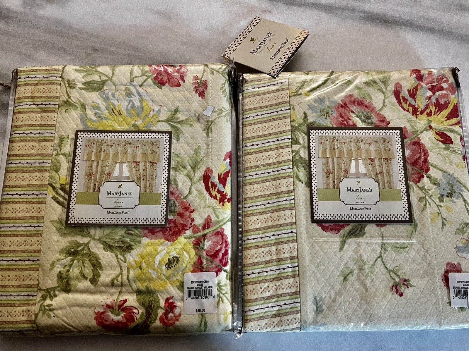 Pair Mary Jane’s Farm Cottage Core Valances NIP Prairie Bouquet 80 x 15 Shabby