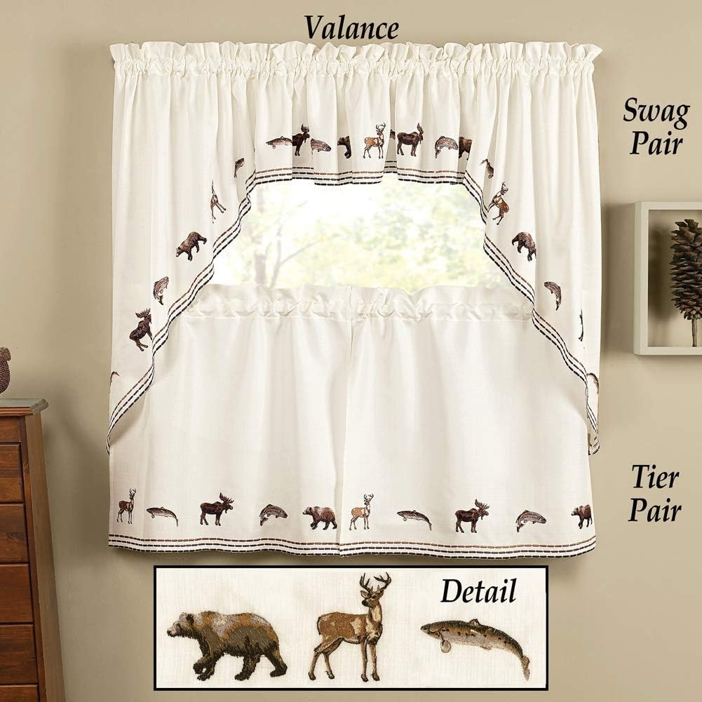Blackout Lodge Valance with Woodland Animals – 58″ W x 12″ L for Kitchen