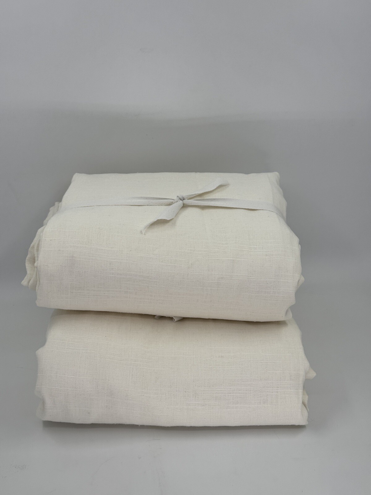 New Set/2 Pottery Barn 3 In 1 Pole Top Emery Cotton Lined Curtain, Ivory, 100×84