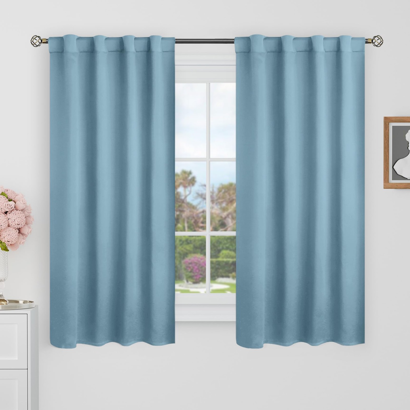 Blackout Curtains 48 Inches Long for Windows – 38 x 48 inch Curtains Rod Pock…