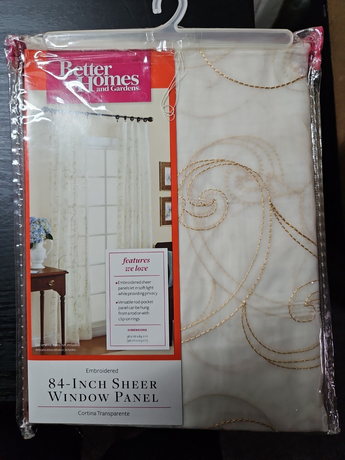 Better Homes & Gardens 84″ Sheer Curtain Window Panel Embroidered Cream 4PACK