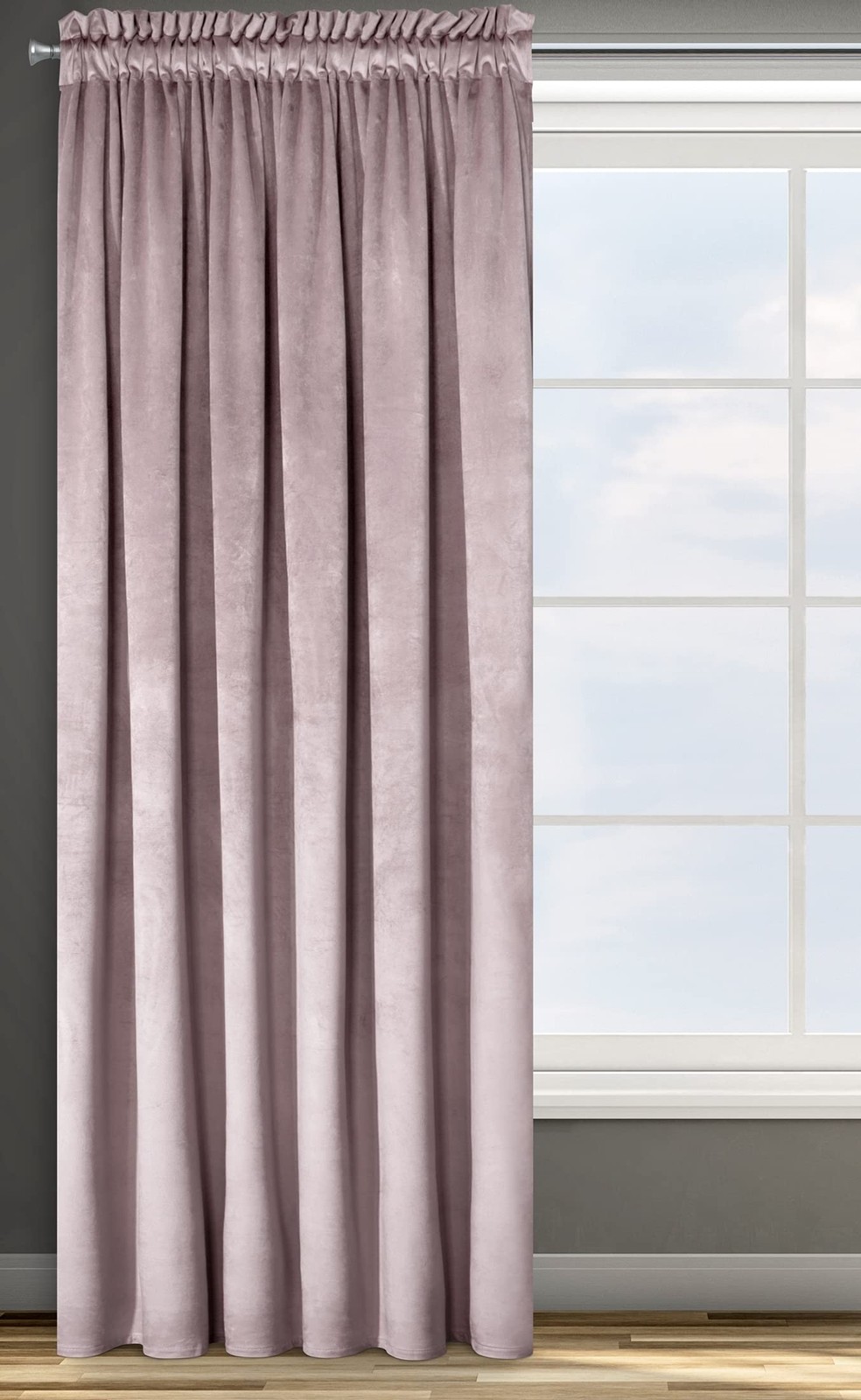 Design91 Velvet Curtain Ruffle Ribbon Opaque Curtains Velvet Velour 135×300 Sa…