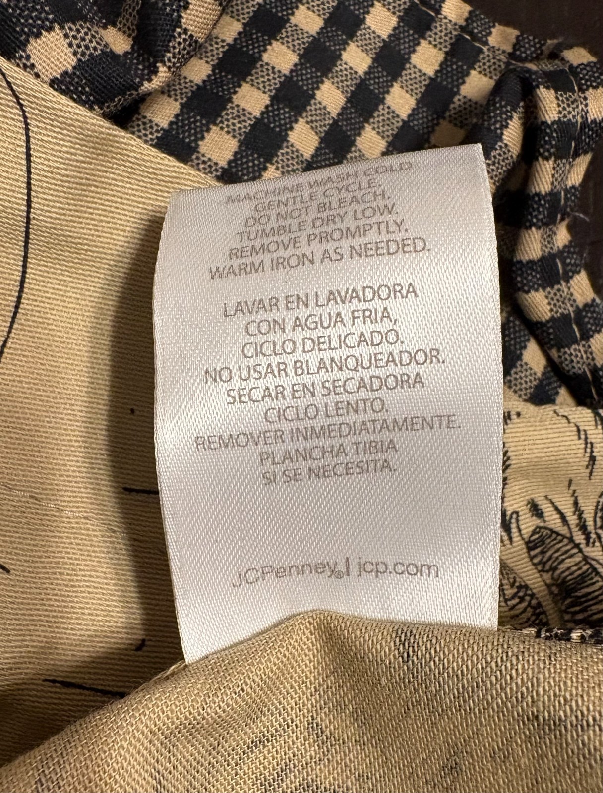 JC Penny Home Collection 1 Valance French Toile & Gingham 78″ x 17.5″ Tan Black