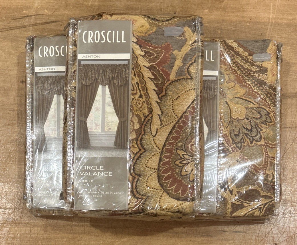 Set of 3 Croscill Ashton Circle Valances Multicolor Tapestry 42” x 24” Each