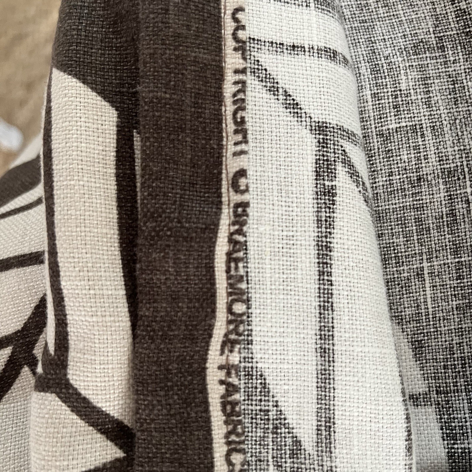 Linen Drapes Set 2 Braemore Fabric Leaf Print Curtains 50 x 90 W/ Pillow Brown