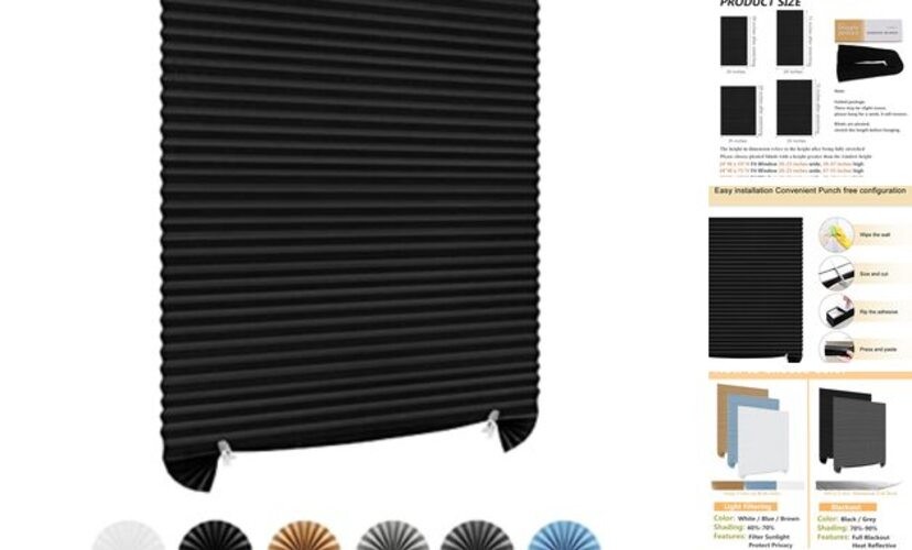Window Blinds Cordless Blackout No Drill Cut to Size 35″W x 59″H Black – 1 Pack
