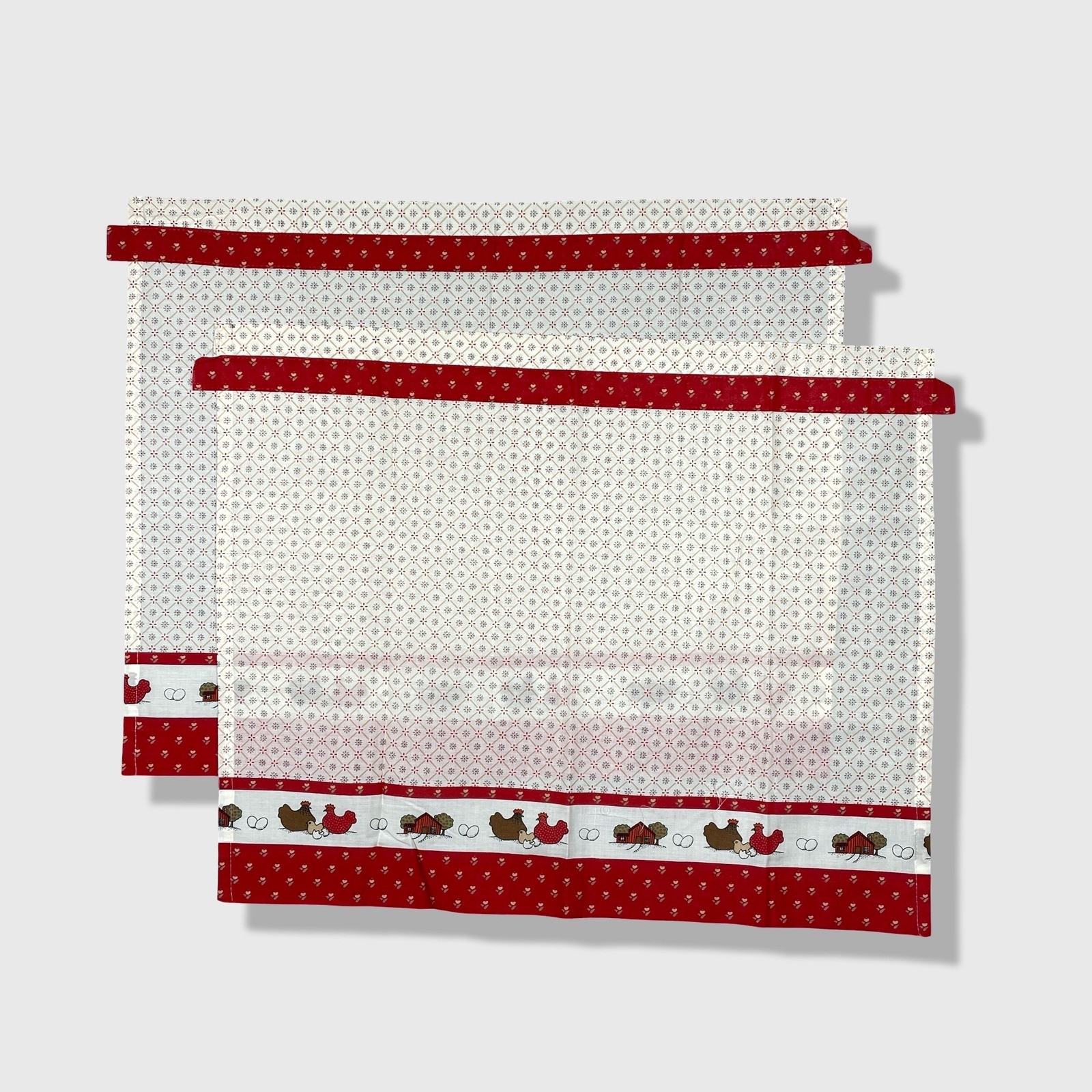 Valance Kitchen Curtains Set of 4 Red White Chicken Farmhouse Country Decor
