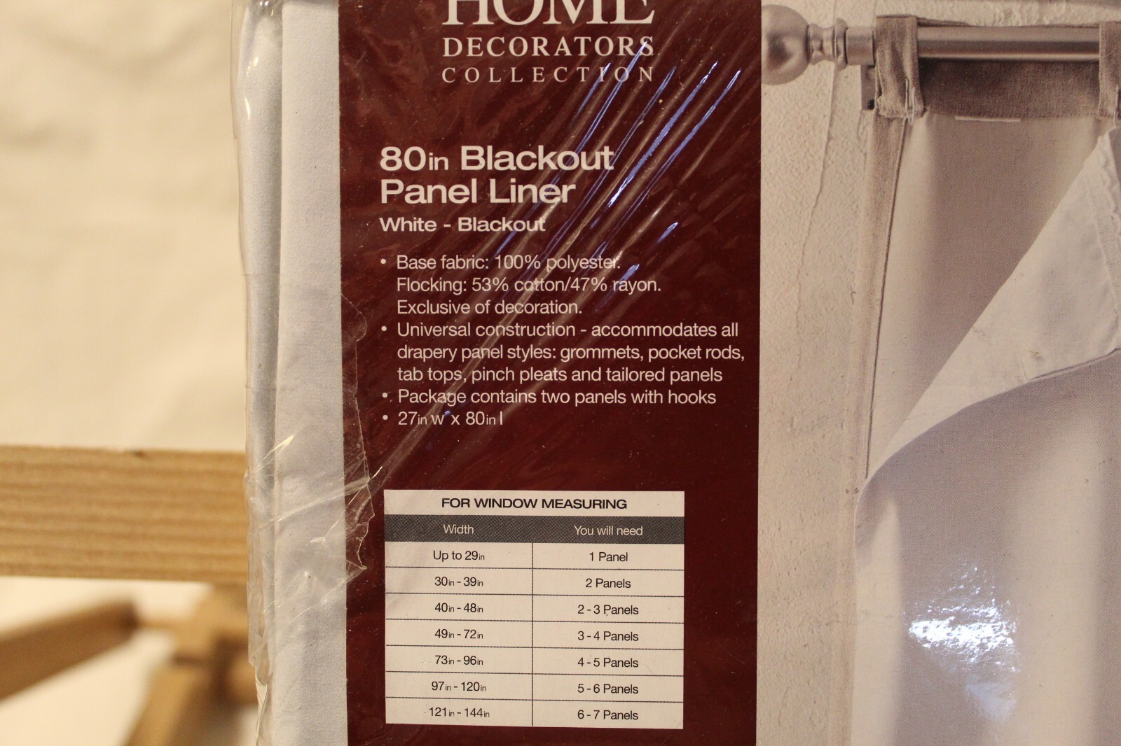 Drapery Panels | Home Decorators | Color: White Blackout Liner | 27″ x 80″ | New
