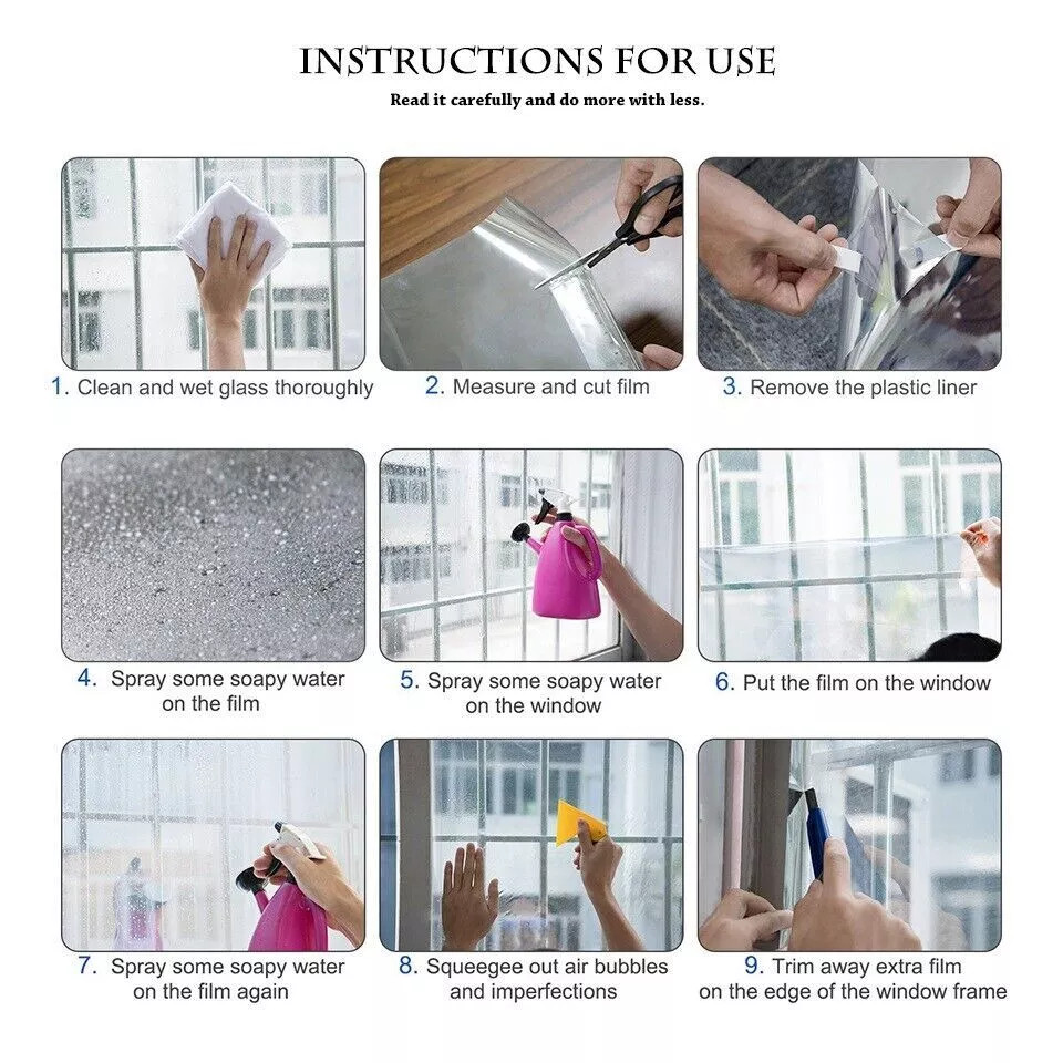 One Way Mirror Tint Window Film UV Protector Stickers Home Office Slide Door