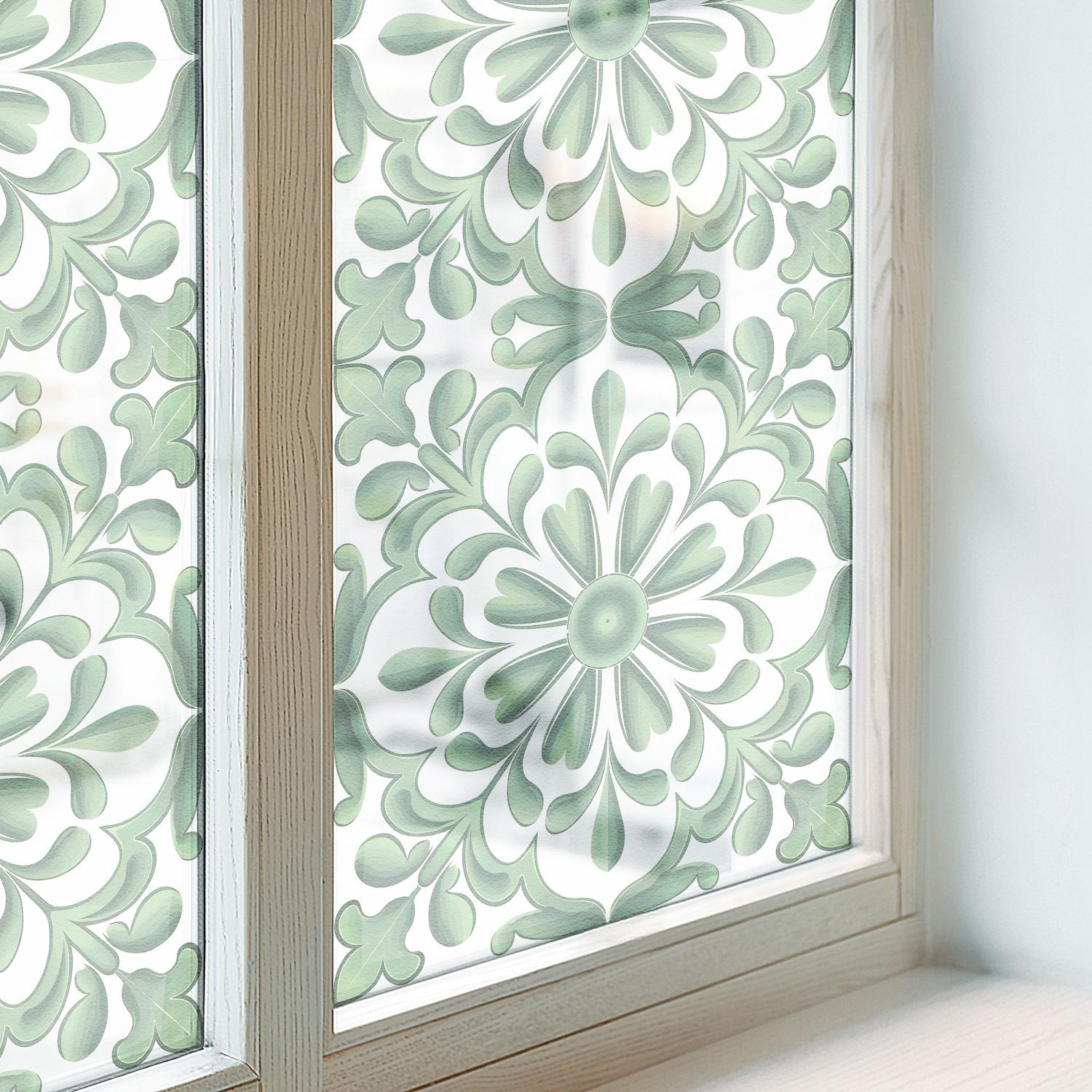 Frosted Glass Vinyl without Blocking the Light Green Leaves Art Green