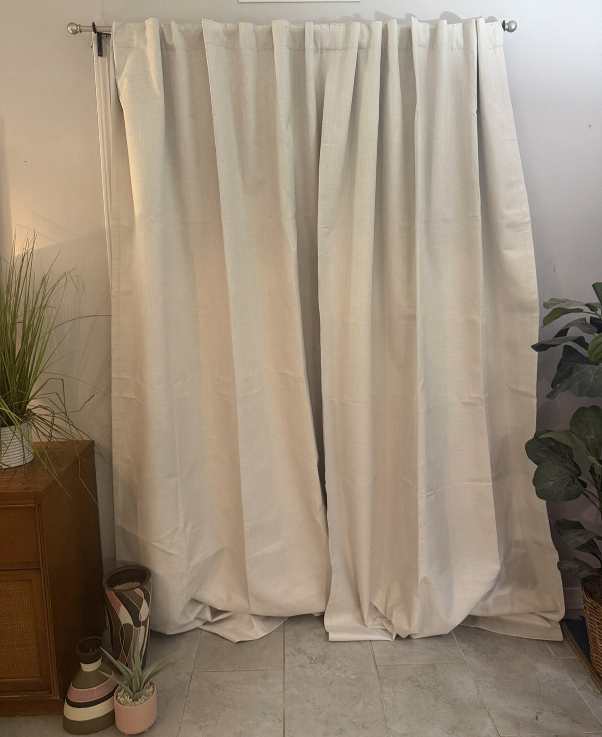 2 allen & roth Curtain Panels Ivory Light Filtering Hidden Tab Top Thick 49″X94″