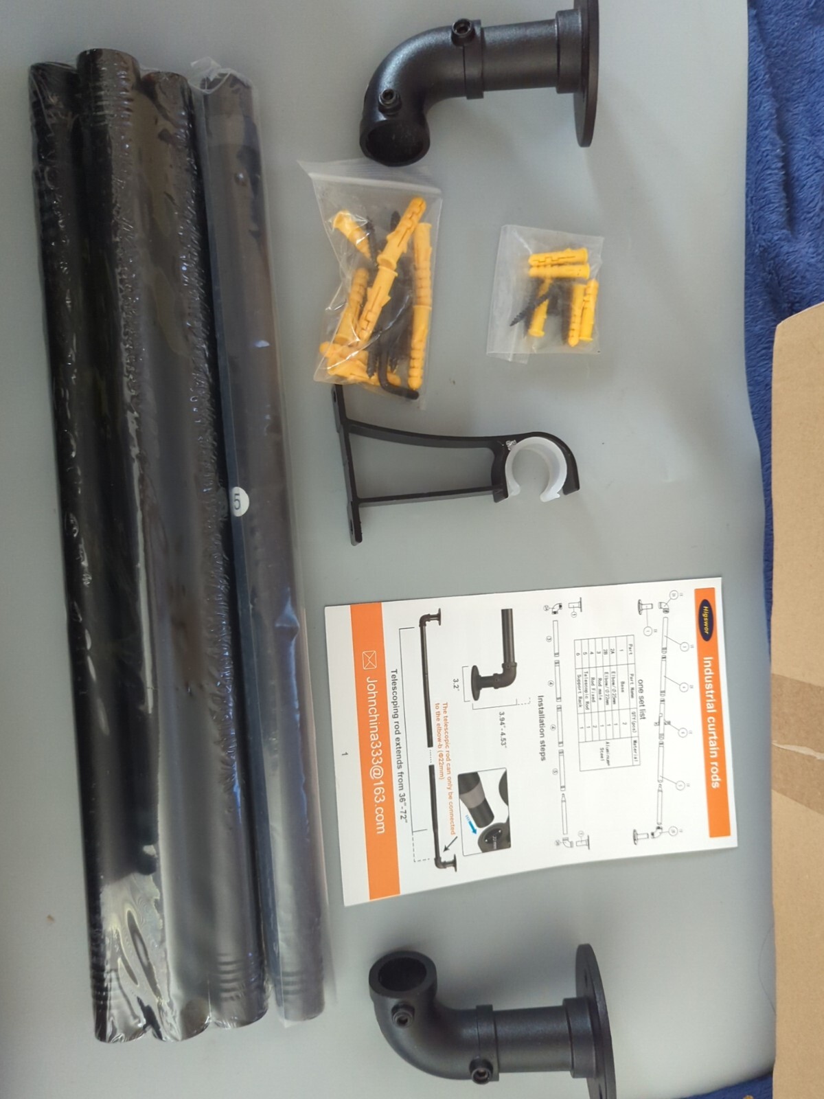 Higswor Industrial Curtain Rod 36-72