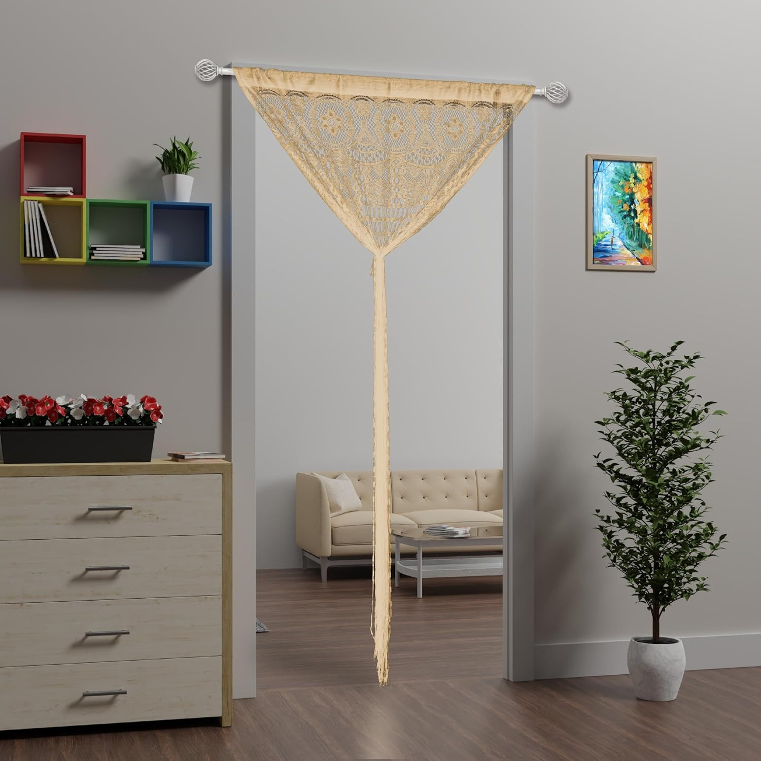 Lace Door String Curtain for Doorways，Bohemian Curtains Window Wall Closet