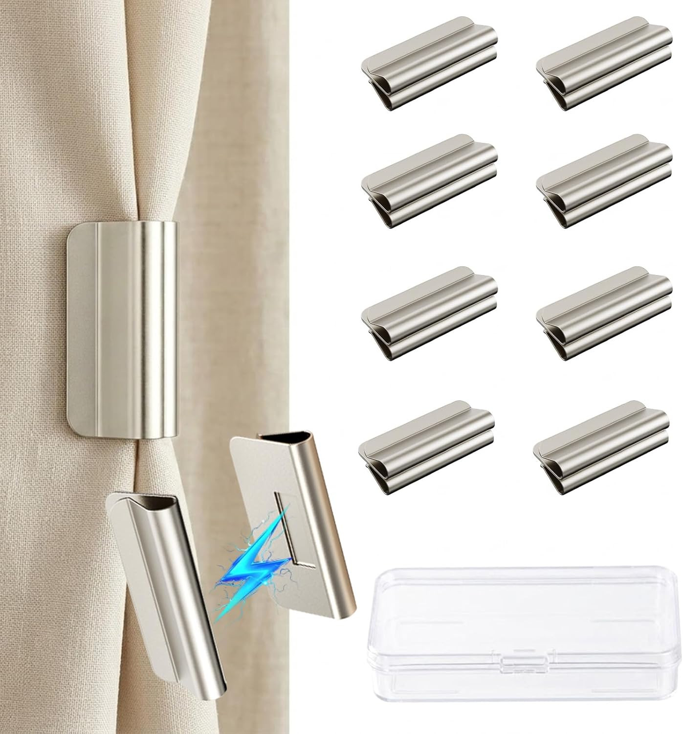 Magnetic Curtain Clips, Detachable Curtain Magnets Closure, No Drill, Magnets fo