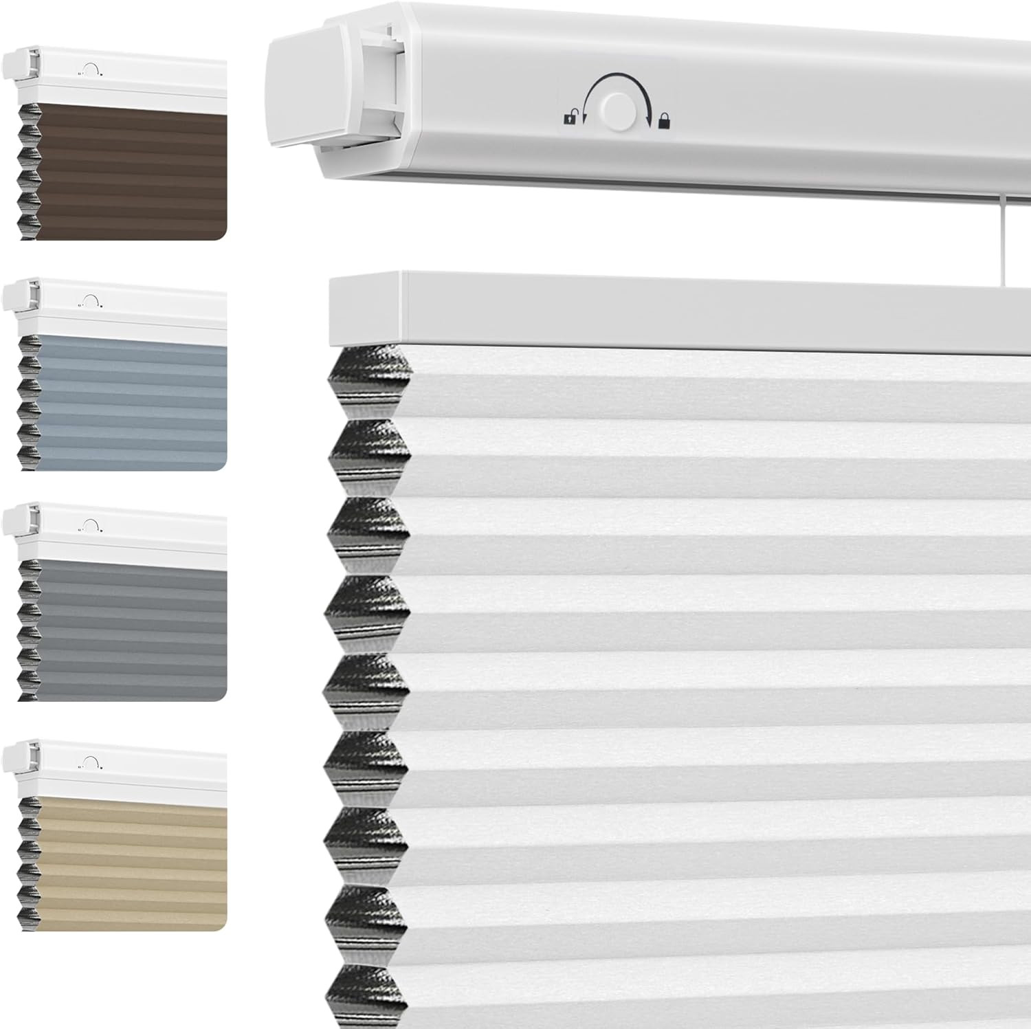 Cordless Top-Down Bottom-Up Blackout Cellular Shades 34″ W x 64″ H White