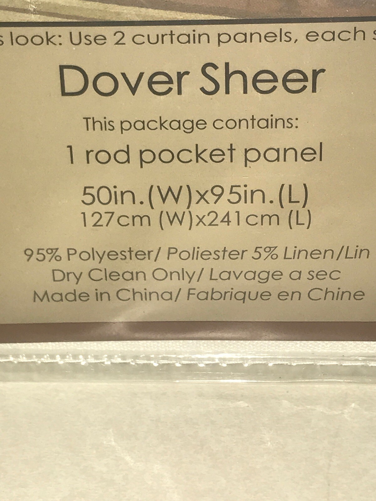 NEW Dover Sheer Striped 50″ x 95″ Rod Pocket Window Curtain Panel in Natural