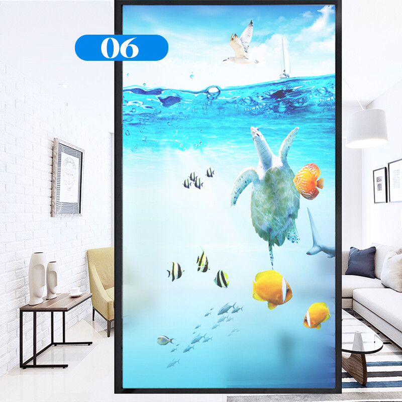 Frosted Window Film Decorative Seaside Beach Glass Stickers Static NEW