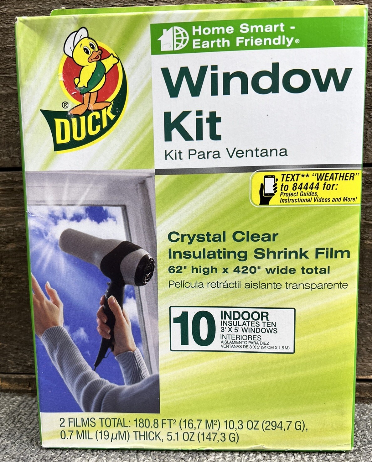 Duck 10-Pack Crystal Insulating Plastic Shrink Film Indoor Window Kit 62×420