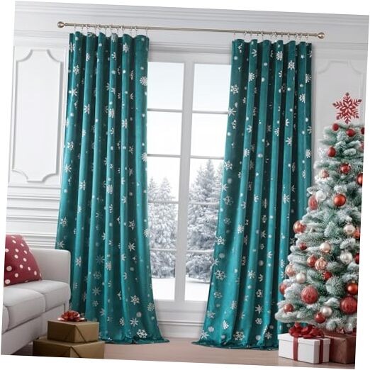 Snowflake Christmas Velvet 52″W x 63″L (Pack of 2) Xmas-silver on Green