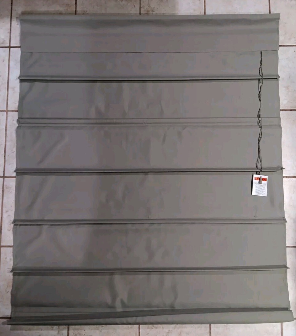 New 47 x 64 in Rica Fabric Roman Shade Gray & Hardware RN93677 CRCB008 JCP 47×64