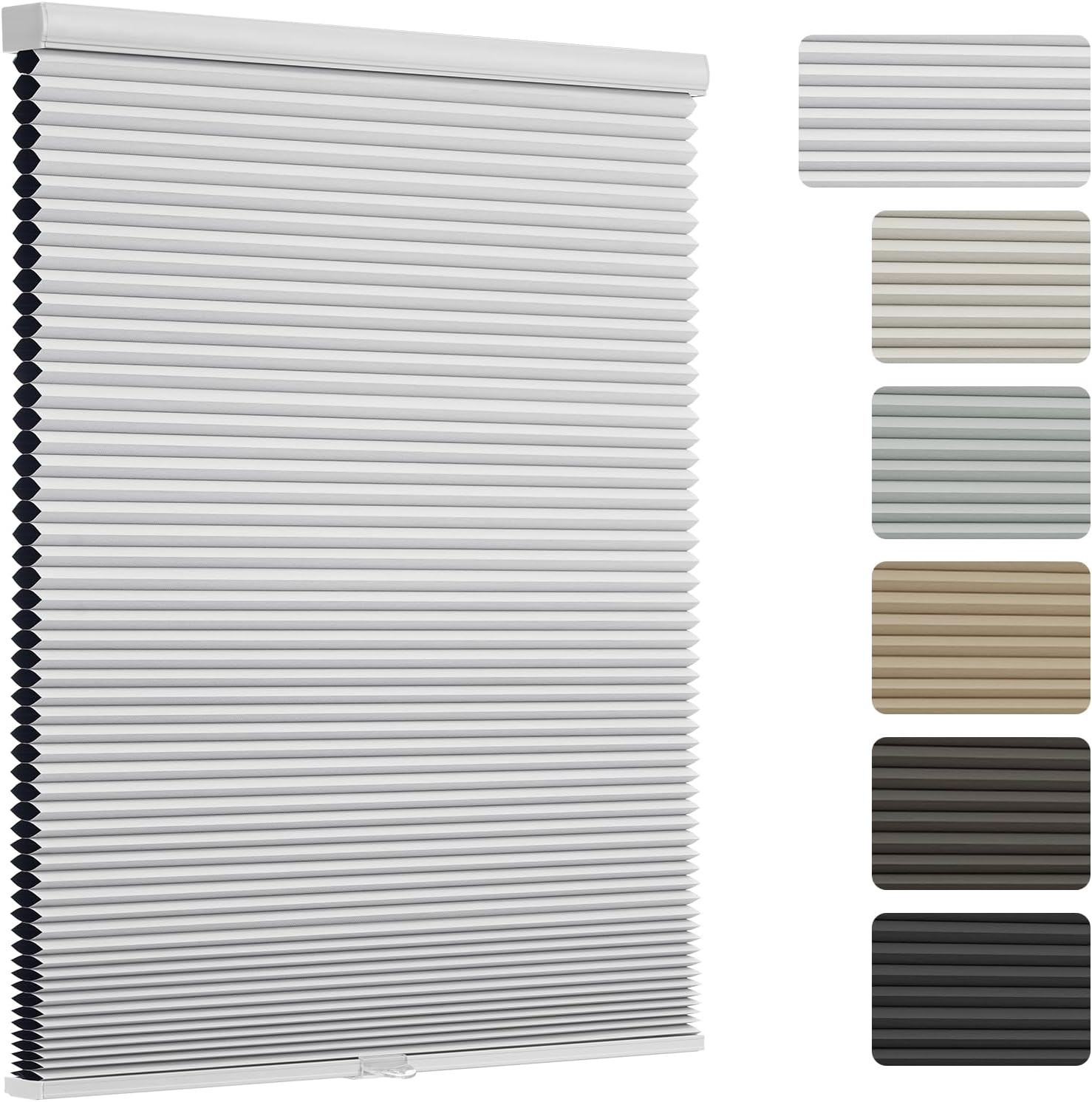 Cordless Blackout Cellular Shades, 44″W x 72″H, White Honeycomb Blinds
