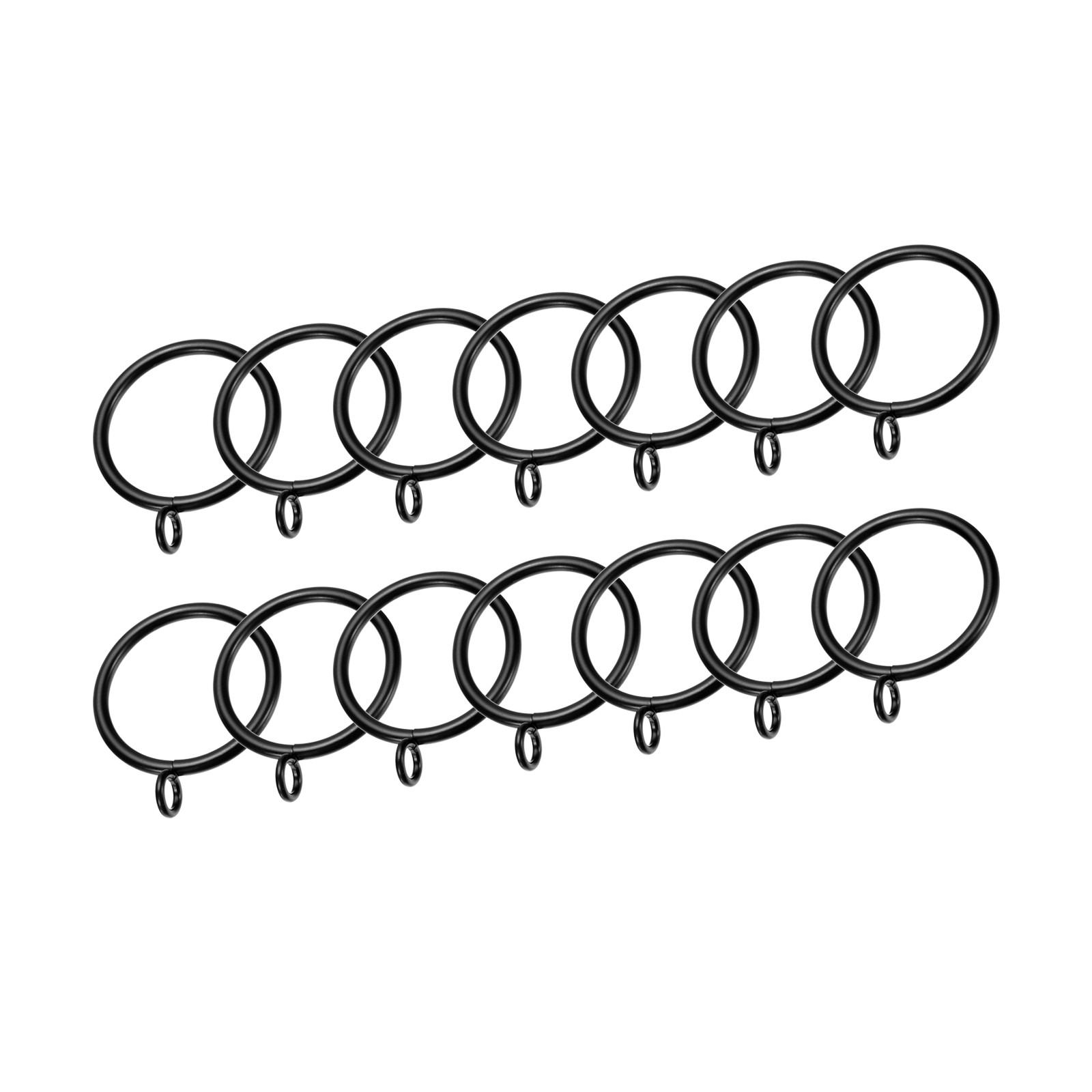 14 PCS Curtain Rod Rings with Eyelets Metal 1.5-Inch Black