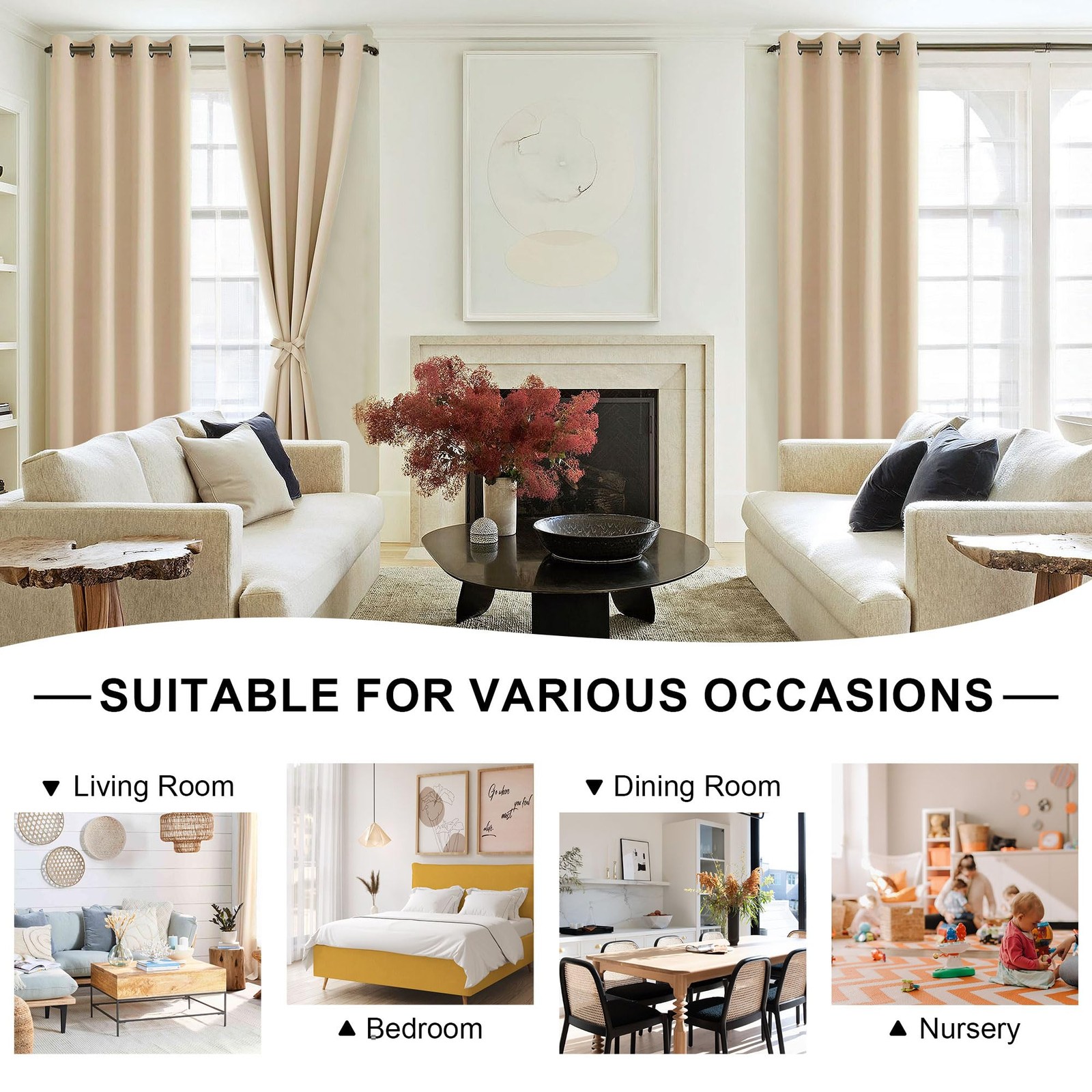 Curtains Opaque Blackout Curtains with Eyelets 2 Pieces Thermal Curtain for…