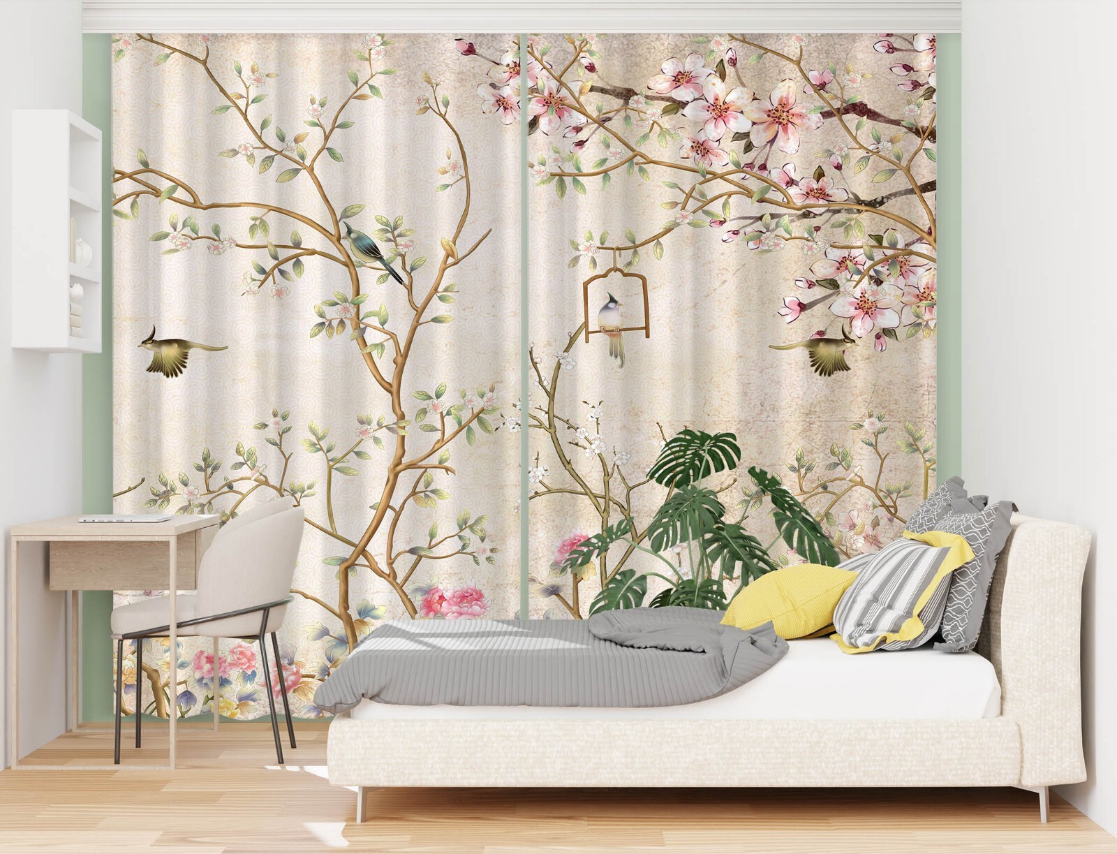 3D Peach Blossom Branch A6207 Photo Curtain Window Blockout Fabric Amy 2024
