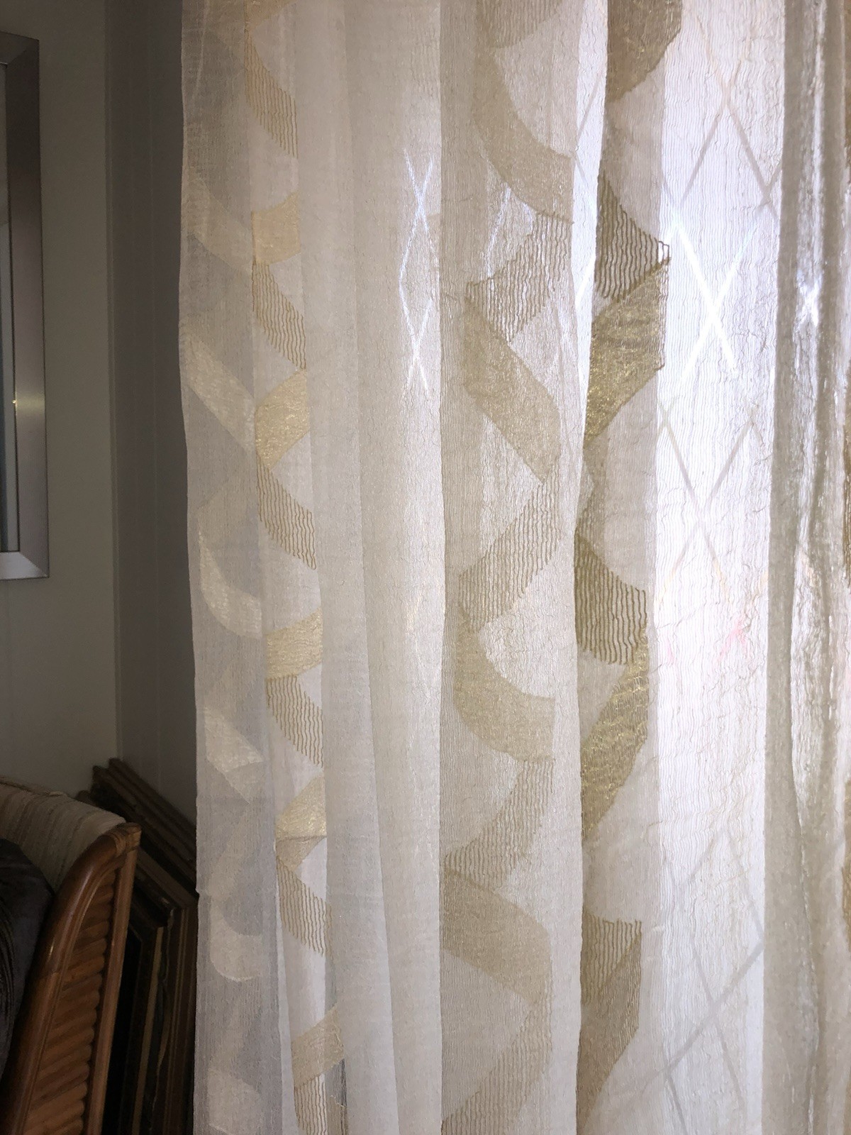Custom Made Sheer Pinch Pleat Organza Panels (2) 108″ x 55 » Ivory Gold