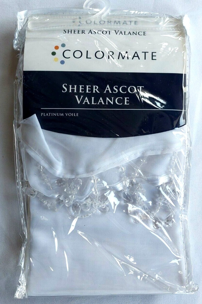 Colormate White Platinum Voile Sheer Rod-Pocket Ascot Valance 59 x 24 in.