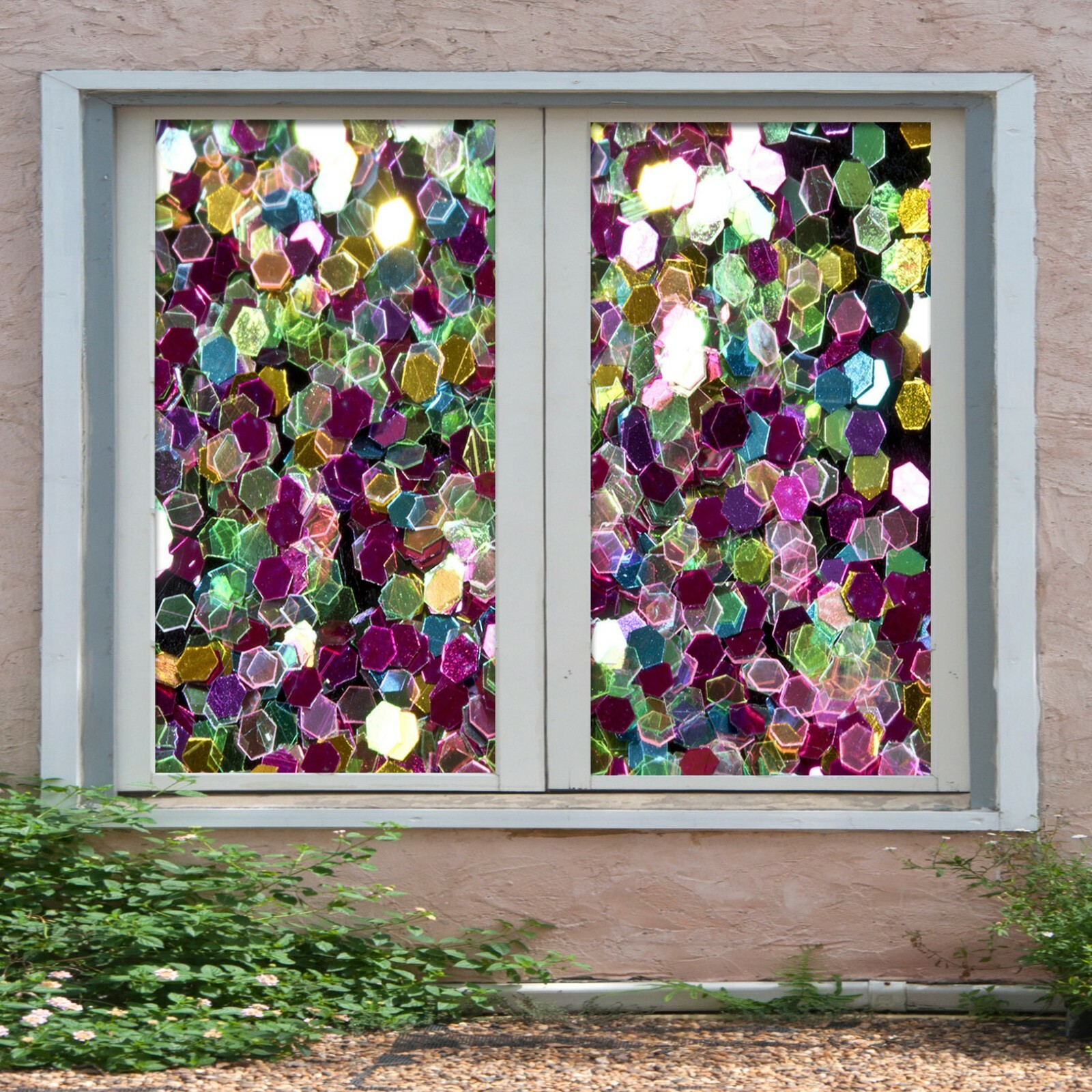 3D Purple Stone A488 Window Film Print Sticker Cling Stained Glass UV Zoe