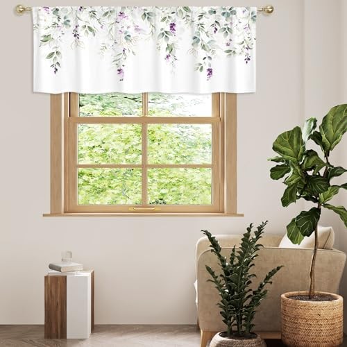 Sage Green Botanical Kitchen Curtains 52″W x 18″L (Pack of 1) A6 – Sage3