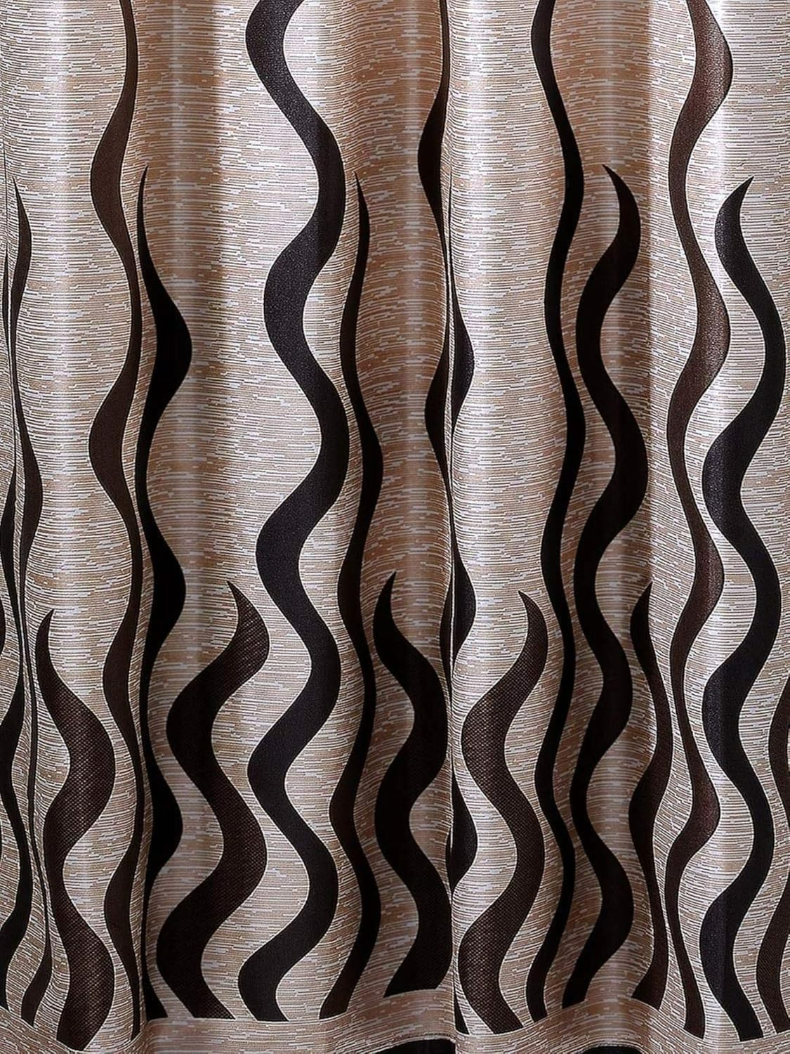 Home Decor Modern Wave Panel Polyester Curtains Windows 5 Feet Brown Pack Of 2