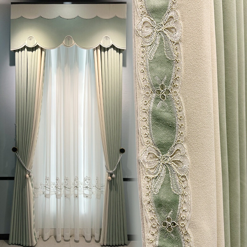 modern Simplicity Northern chenille lace green shade valance curtain tulle M1612