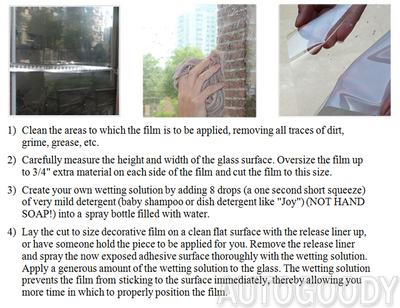 24″ x 36″ Frosted Glass Film Static Cling Office Bathroom Window Tint 2ft x 3ft