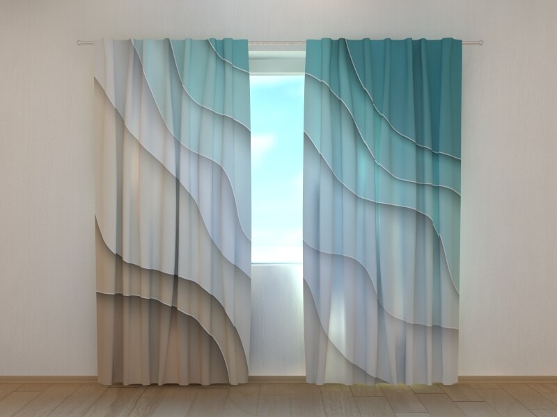 3D Photo Curtain Abstract Sea and Beach Made to Measure