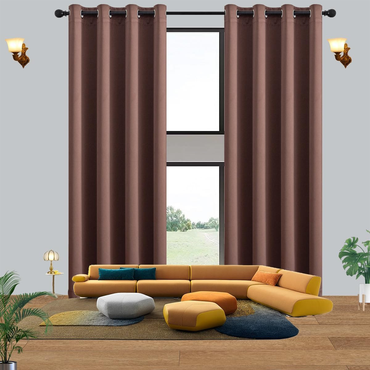 16Ft Extra Long Blackout Curtains for High Ceilings, Brown 1 Panel