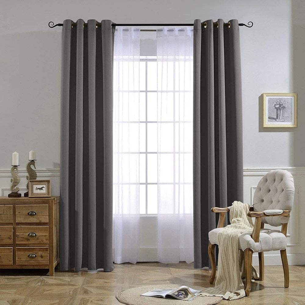 NICETOWN 84″ Gray Blackout Curtains 2 Panels 52×84