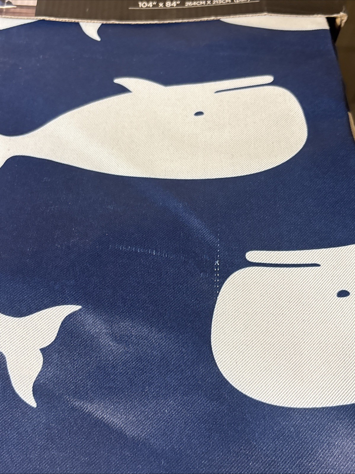 Whale Curtains-Animal Ocean Print Design Light Filtering Window Panel Set Navy