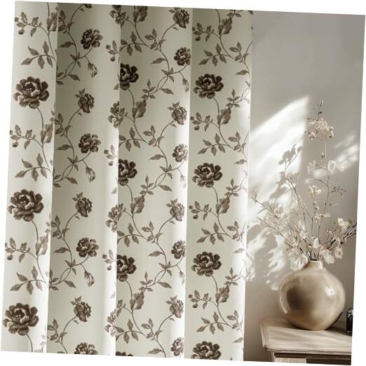 Brown Floral 100% Blackout Curtains 52″W x 84″L (Pack of 2) Cappuccino Brown