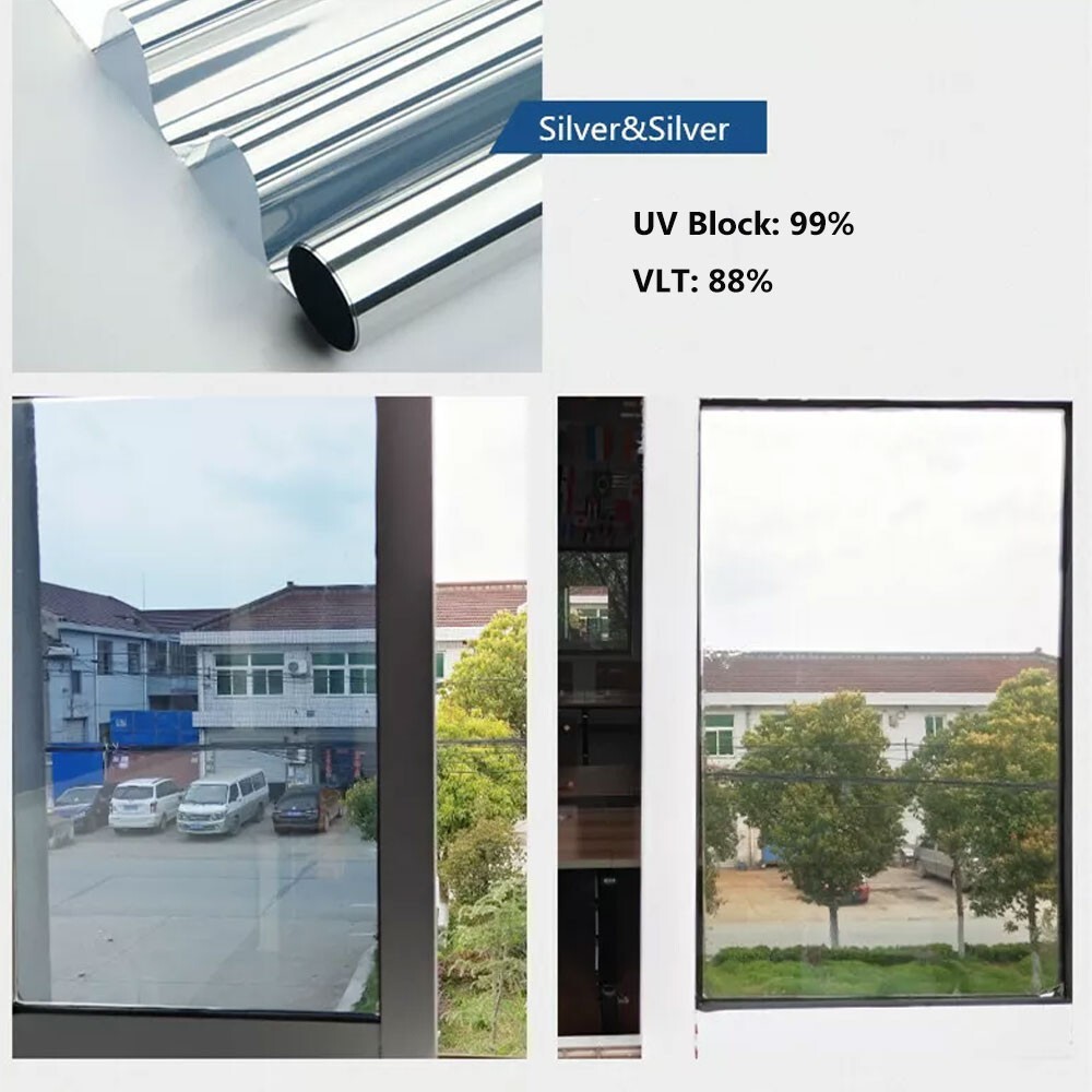 5m One Way Self Adhesive Privacy Window Film Mirror Tint UV Reflective Sun Block