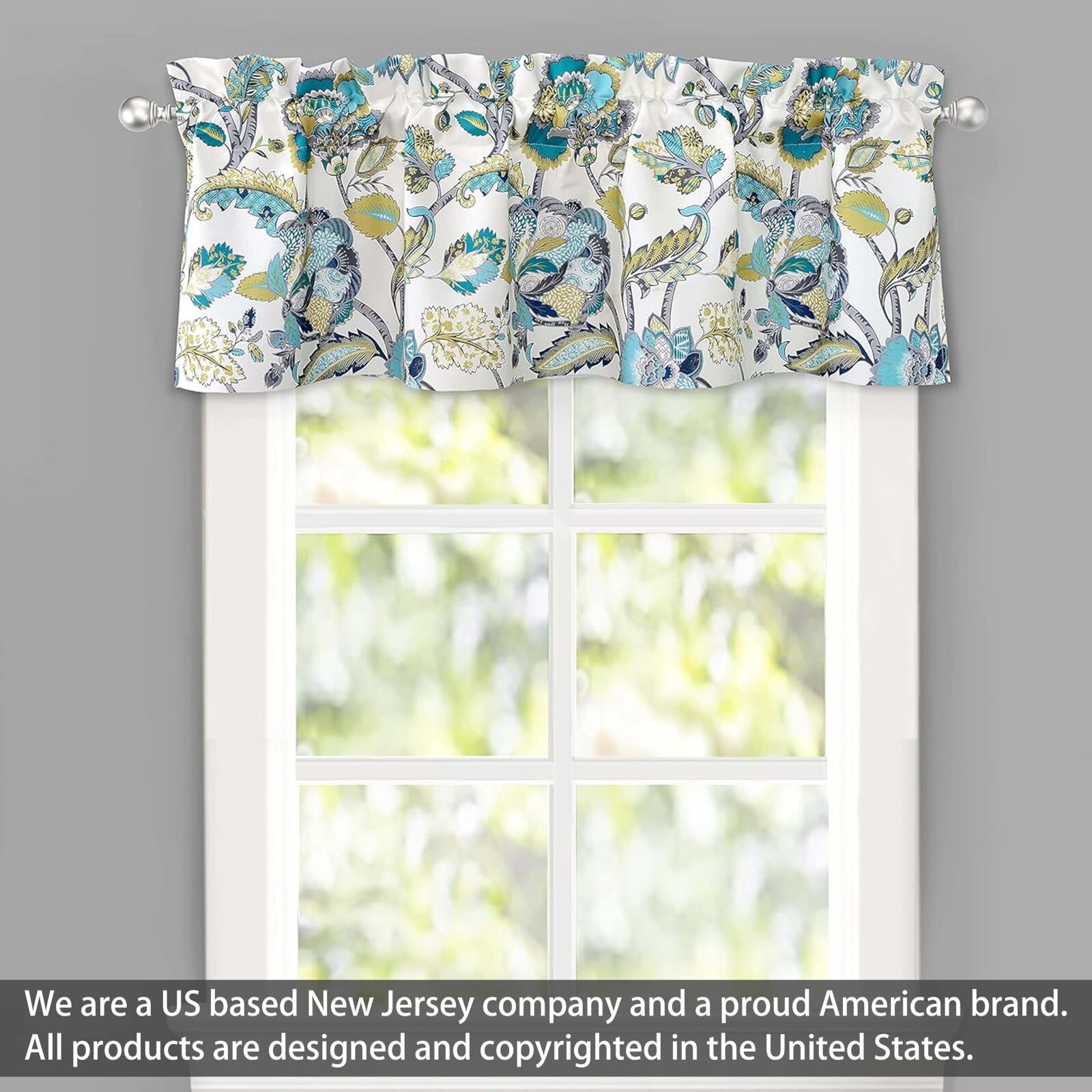 Layla Classic America Style Floral Leaves Valance Room Darkening Window Curtains