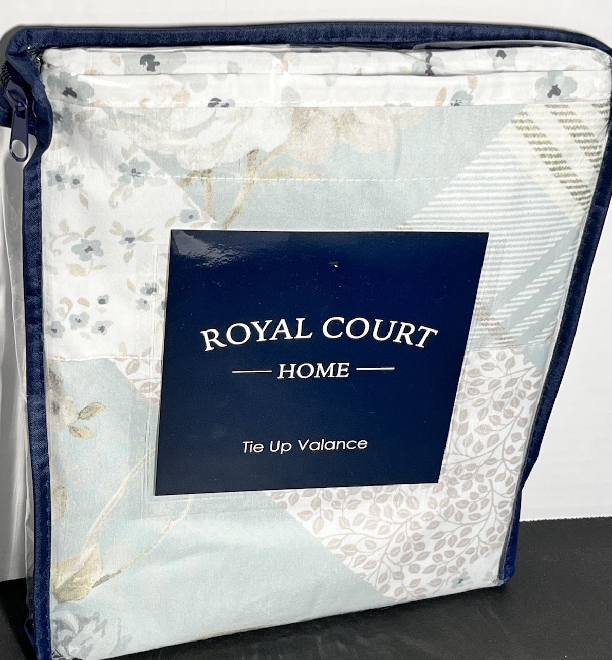 Royal Court Home The Bungalow Spa Tie-Up Window Valance Spa Blue & White Floral