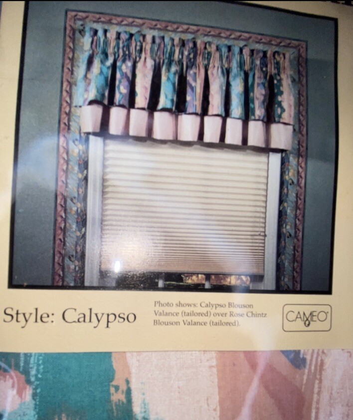 Right at Home Blouson Valance Style Calypso Cotton paint brush 86” x 15” pastel