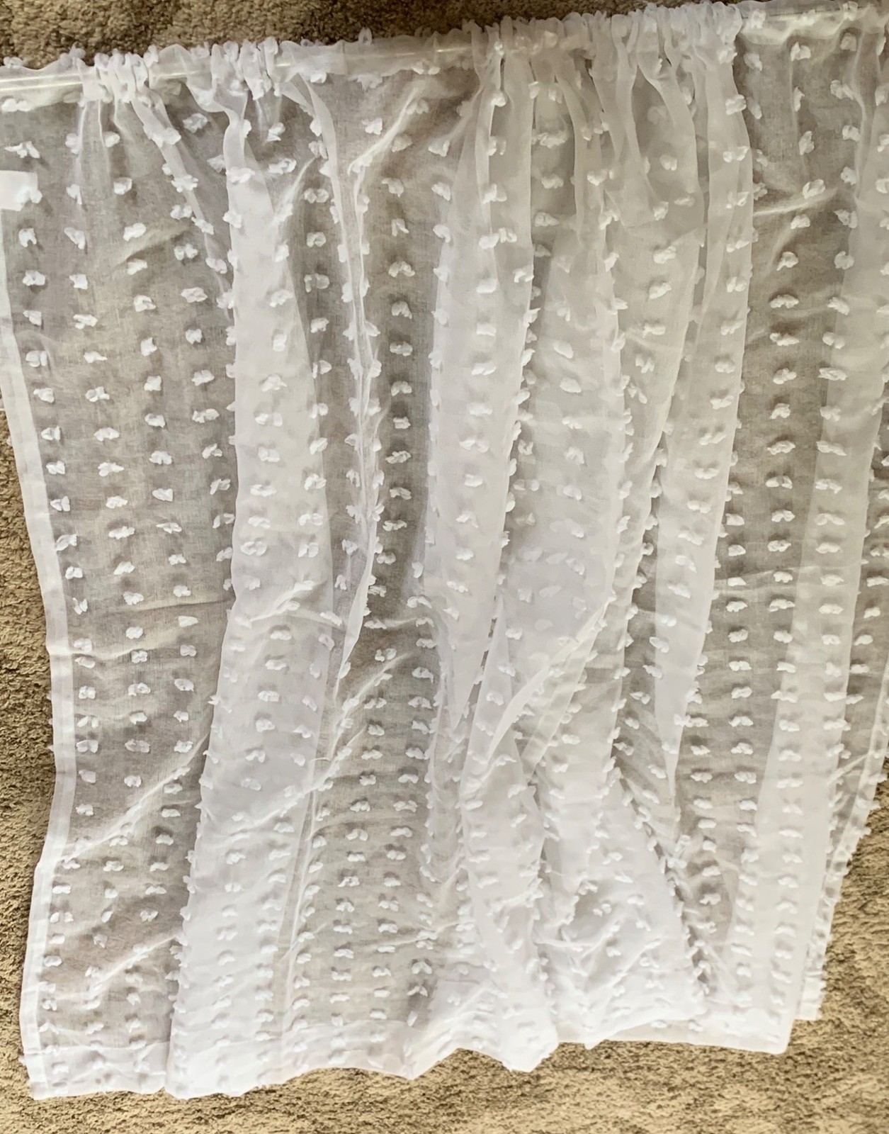 White Sheer Curtain Panels Polka Dot Design Set Panels 56Wx63L each