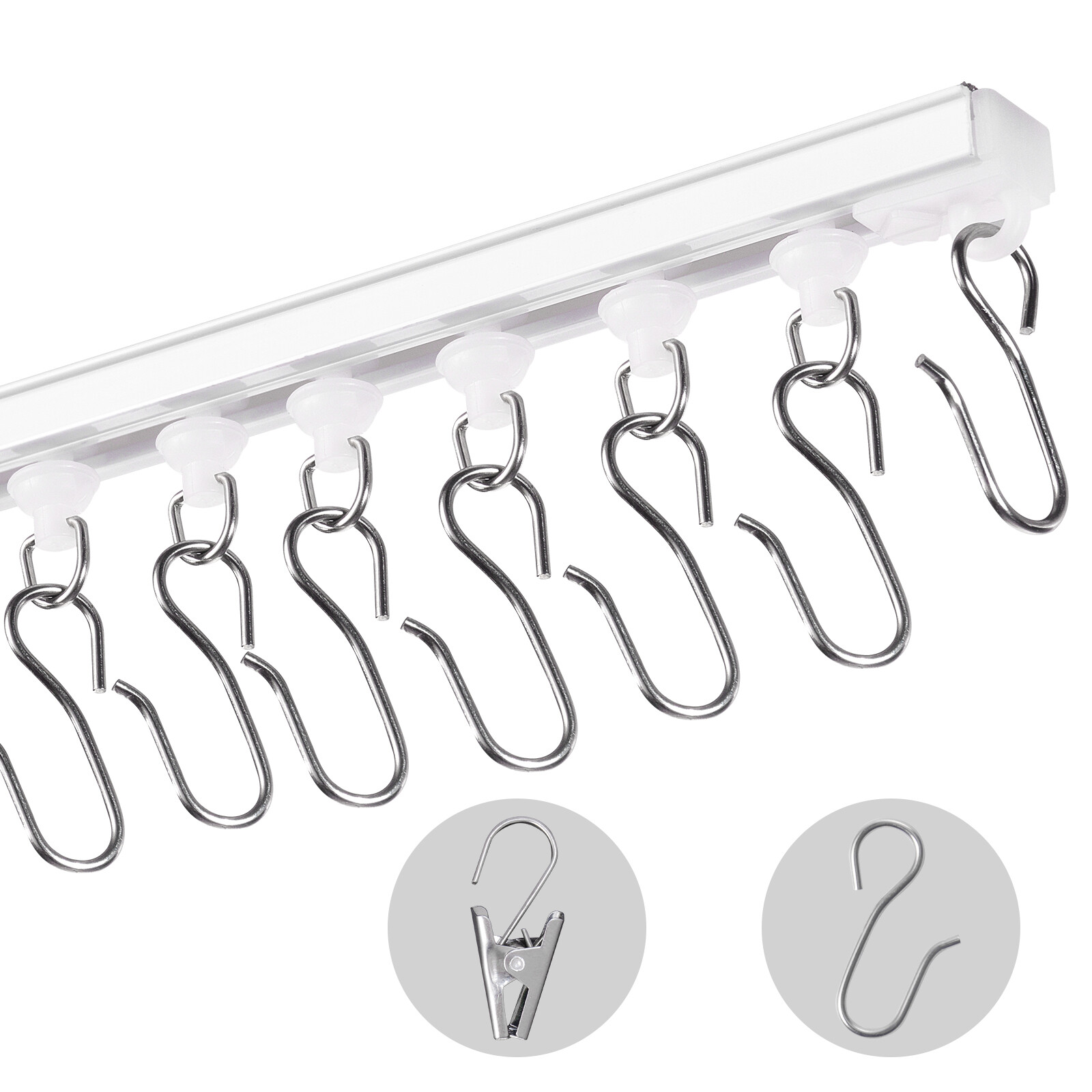 Ceiling Curtain Track Set 9.9 FT/3 Meter Self Adhesive Room Divider White