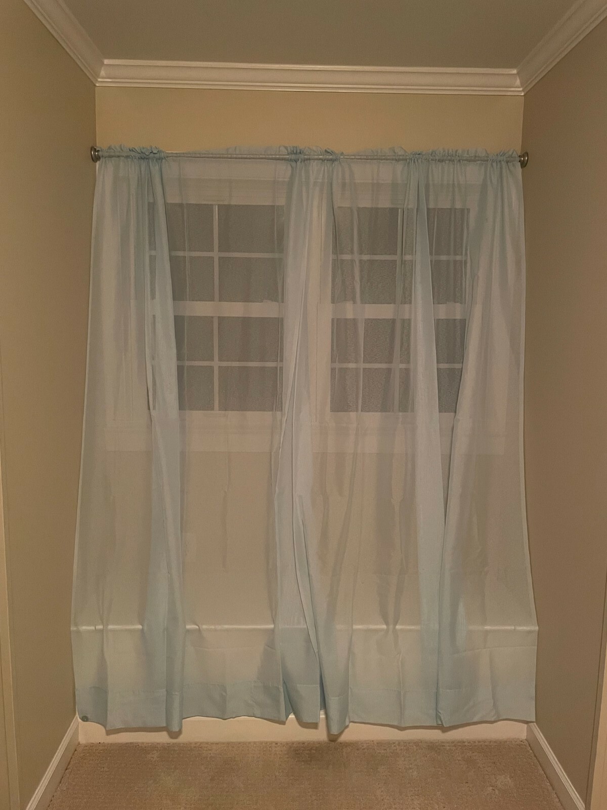 Powder Blue SHEER CURTAINS. 52X84 INCH. 2 PANELS. 100% POLYESTER. Never Used