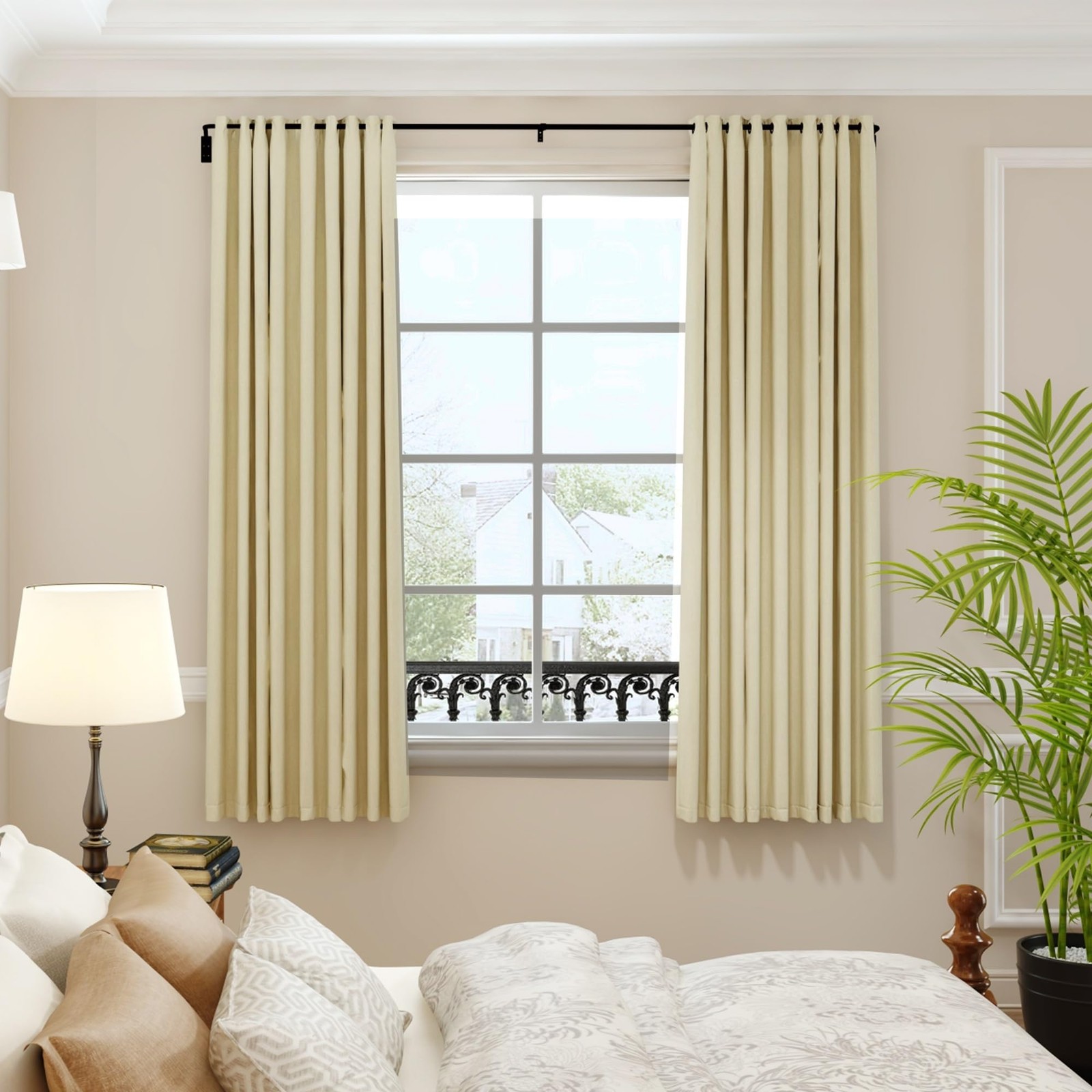 Blackout Curtain rod for windows 48 to 84, Wrap Around Curtain Rods for Bedro…